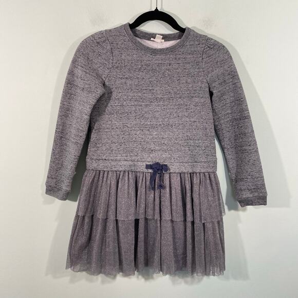 Crewcuts Girl's Grey Tier Tulle Skirt Sweater Dress Size M #AZ642 - Picture 1 of 9